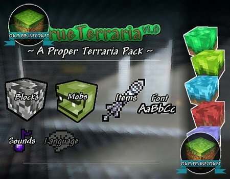 Скачать текстур пак True Terraria для для Майнкрафт 1.6.4-1.7.9